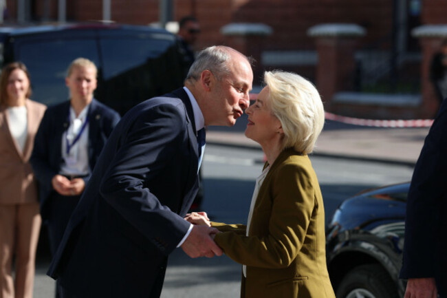 taoiseach-micheal-martin-greets-european-commission-president-ursula-von-der-leyen-at-city-hall-cork-ahead-of-the-visit-of-the-college-of-commissioners-as-ireland-begins-its-presidency-of-the-eu-co