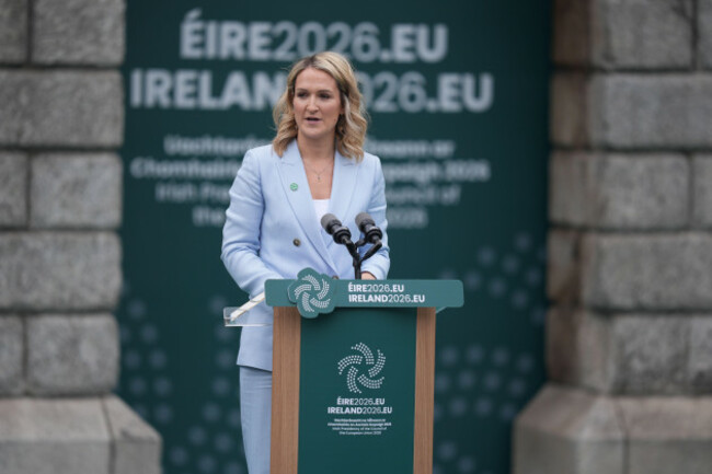 irish-minister-for-foreign-affairs-helen-mcentee-delivers-a-speech-at-dublin-castle-in-dublin-during-the-opening-ceremony-of-irelands-eu-presidency-picture-date-wednesday-july-1-2026