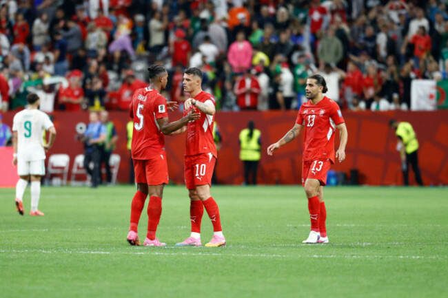 july-2-2026-vancouver-british-columbia-canada-manuel-akanji-5-granit-xhaka-10-and-ricardo-rodriguez-13-of-switzerland-celebrate-following-the-game-between-switzerland-vs-algeria-in-fifa-w