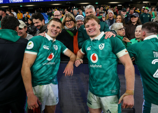 sam-prendergast-and-cian-prendergast-celebrate-with-ciara-prendergast-and-mark-prendergast-after-the-match