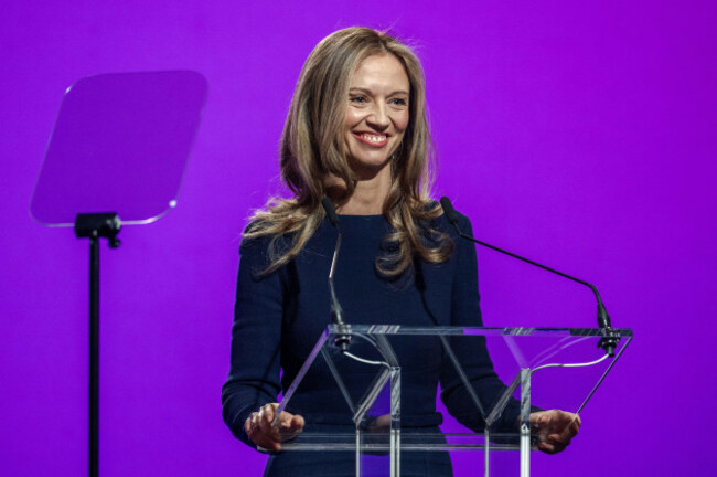 cork-ireland-7th-feb-2026-the-social-democrats-conference-is-taking-place-at-the-clayton-silver-springs-hotel-in-cork-this-weekend-social-democrats-party-leader-holly-cairns-gives-her-keynote-spe