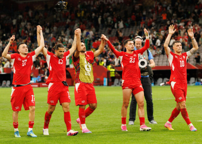 july-2-2026-vancouver-british-columbia-canada-ruben-vargas-17-ricardo-rodriguez-13-eray-coemert-18-zeki-amdouni-23-and-granit-xhaka-10-of-switzerland-applaud-fans-after-the-2-0-win-during