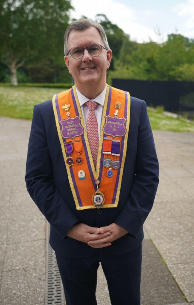 dup-leader-jeffrey-donaldson-at-stormont-before-the-start-of-the-northern-ireland-centenary-parade-from-stormont-towards-city-hall-in-belfast-to-commemorate-the-creation-of-northern-ireland-picture