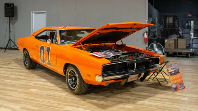 waterford-miusa-november-8-2025-the-general-lee-a-1969-dodge-chargerm-dukes-of-hazzard-tv-tribute-car-at-shiny-rust-hot-rod-spectacular-show