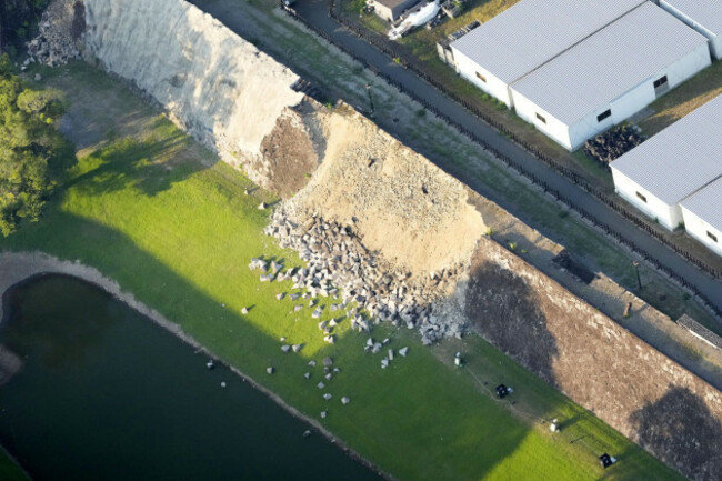 this-aerial-image-shows-a-part-of-the-stone-wall-of-the-kumamoto-castle-which-was-damaged-after-an-earthquake-in-kumamoto-southern-japan-tuesday-july-28-2026-kyodo-news-via-ap