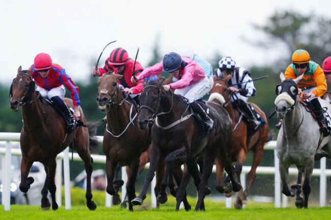 billy-lee-riding-thread-of-gold-centre-pink-silks-on-the-way-to-winning-the-guinness-handicap-premier-handicap-during-day-five-of-the-galway-races-summer-festival-2026-at-galway-racecourse-in-cou