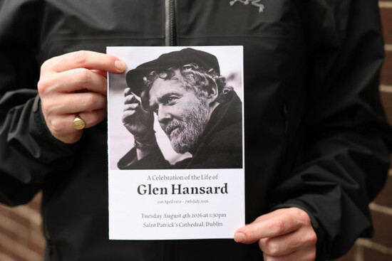 the-order-of-service-is-held-up-ahead-of-the-funeral-of-glen-hansard-at-st-patricks-cathedral-in-dublin-the-oscar-winning-irish-musician-and-activist-died-in-a-motorcycle-crash-last-week-picture-da