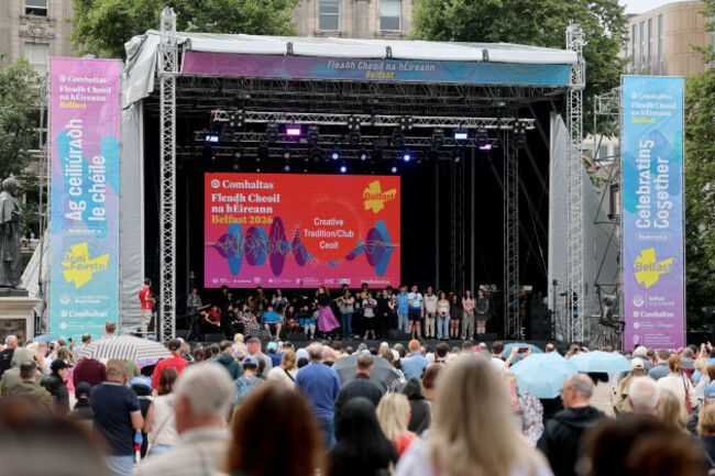 creative-tradition-on-stage-performing-the-song-zombie-by-the-cranberries-at-fleadh-cheoil-na-heireann-2026-which-has-officially-opened-in-belfast-kicking-off-a-week-of-song-dance-and-culture-as