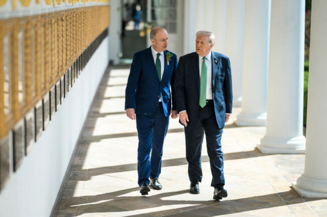 washington-united-states-of-america-17-march-2026-u-s-president-donald-trump-right-escorts-the-taoiseach-of-ireland-micheal-martin-left-along-the-west-colonnade-of-the-white-house-march-17