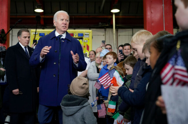 president-joe-biden-speaks-to-people-at-dublin-international-airport-in-dublin-ireland-wednesday-april-12-2023-president-bidens-son-hunter-biden-listens-at-left-ap-photopatrick-semansky