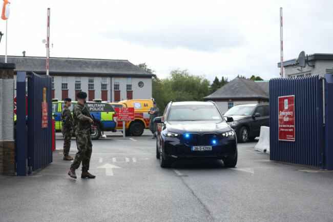 garda-vehicles-leaving-casement-aerodrome-baldonnell-where-a-irish-government-plane-believed-to-be-carrying-daniel-kinahan-landed-following-him-being-extradited-from-dubai-to-face-a-charge-of-dire