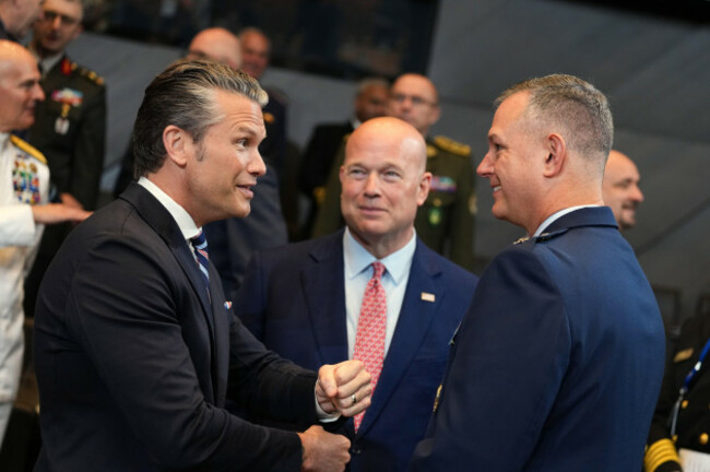 united-states-defense-secretary-pete-hegseth-left-speaks-with-natos-supreme-allied-commander-europe-general-alexus-grynkewich-right-during-a-meeting-of-the-north-atlantic-council-in-defense-minis
