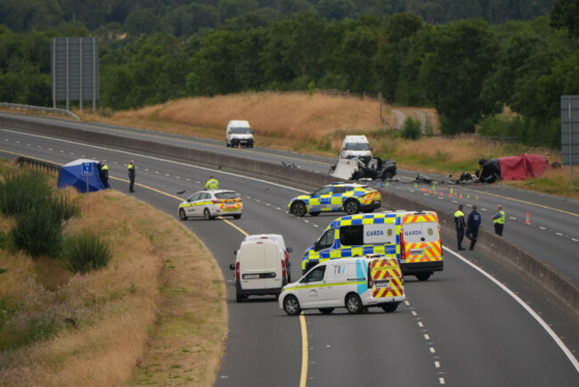 the-scene-on-the-m9-northbound-at-junction-3-in-co-kildare-where-number-of-people-have-died-and-others-have-been-seriously-injured-after-a-head-on-collision-between-two-cars-a-gardai-spokesperson-sai