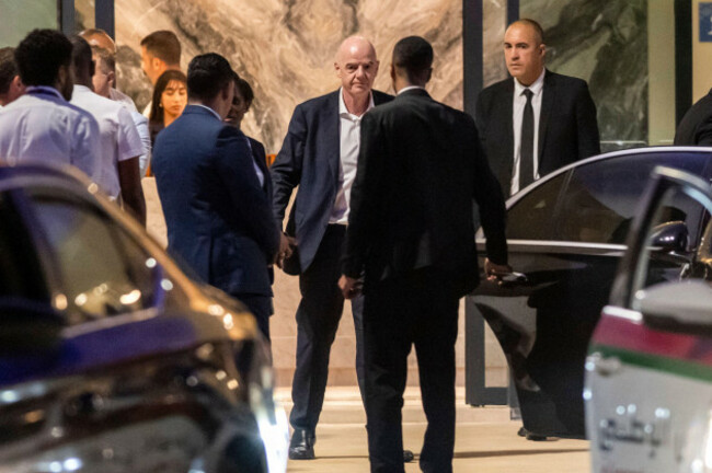 fifa-president-gianni-infantino-leaves-after-attending-a-women-afcon-2026-soccer-match-between-malawi-and-zambia-in-rabat-morocco-wednesday-aug-5-2026-ap-photo