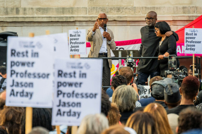 london-uk-17th-aug-2026-lord-wolley-speaks-withg-dianne-abbott-on-stage-a-vigil-is-held-for-jason-arday-in-trafalgar-square-london-he-was-found-dead-on-friday-in-battersea-after-he-had-been-at