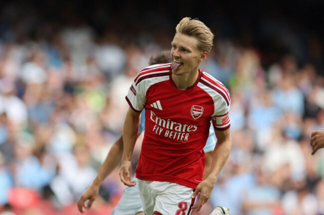 cardiff-uk-16th-aug-2026-martin-odegaard-of-arsenal-celebrates-after-he-scores-his-teams-3rd-goal-fa-community-shield-2026-arsenal-v-manchester-city-at-the-principality-stadium-in-cardiff-on-sun