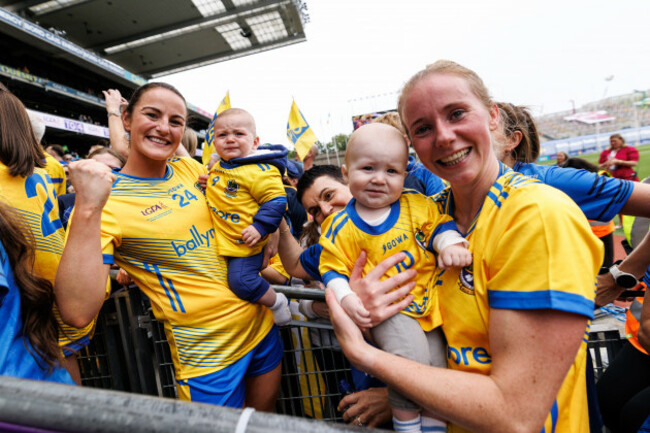 jenny-higgins-with-her-son-cillian-and-laura-mannion-with-her-son-eanna-celebrate-together-on-the-steps-of-the-hogan-stand