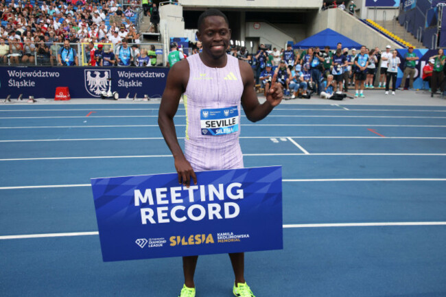 oblique-seville-of-jamaica-poses-after-winning-the-mens-100-meters-at-the-diamond-league-silesia-kamila-skolimowska-memorial-athletics-meet-in-chorzow-poland-sunday-aug-23-2026-ap-photobeat