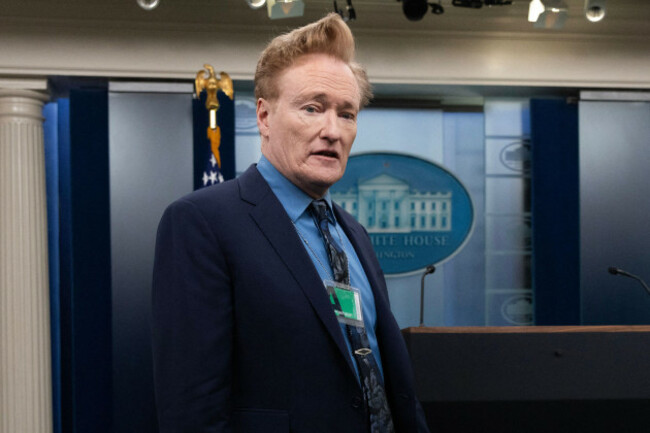 us-comedian-and-television-host-conan-obrien-walks-in-the-james-brady-press-briefing-room-during-a-visit-to-the-white-house-in-washington-dc-usa-15-december-2023