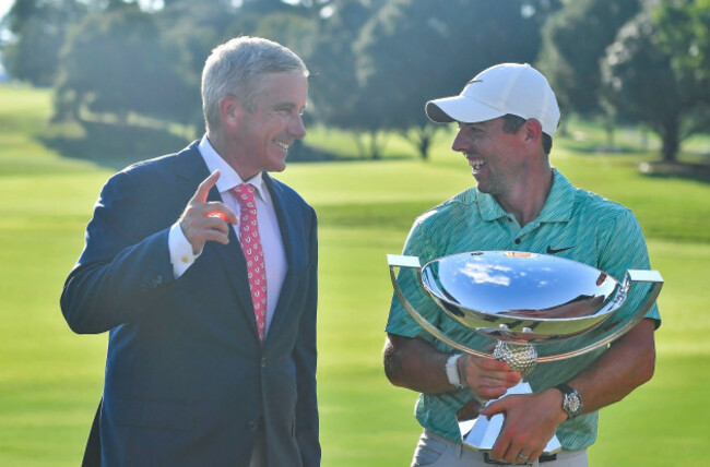 atlanta-ga-august-28-pga-commissioner-jay-monahan-left-laughs-with-rory-mcilroy-right-after-mcilroy-won-the-pga-tour-championship-on-sunday-august-28-2022-at-east-lake-golf-club-in-atlanta