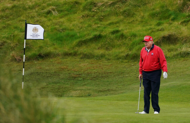 former-us-president-donald-trump-on-the-3rd-green-at-trump-international-golf-links-hotel-in-doonbeg-co-clare-during-his-visit-to-ireland-picture-date-thursday-may-4-2023