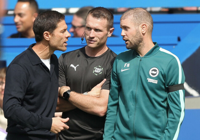 london-uk-30th-aug-2026-london-england-august-30-xabi-alonso-manager-of-chelsea-argues-with-fabian-hurzeler-manager-of-brighton-hove-albion-during-the-premier-league-match-between-chelsea-v-b