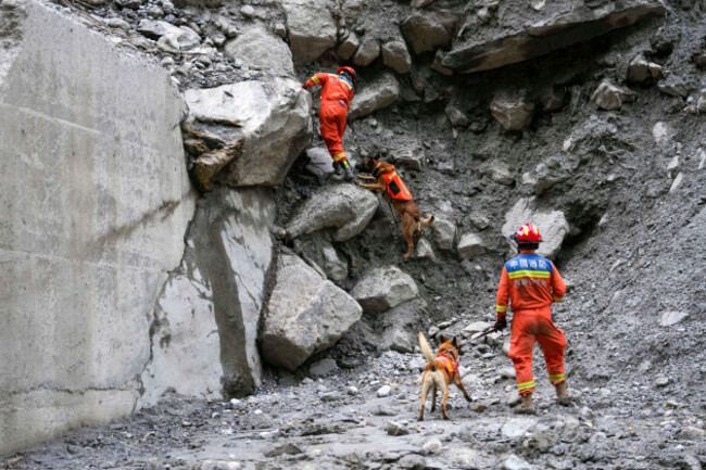 gyirong-chinas-xizang-autonomous-region-30th-aug-2026-rescuers-and-sniffer-dogs-search-for-the-missing-at-the-mudslide-hit-area-in-gyirong-county-southwest-chinas-xizang-autonomous-region-aug
