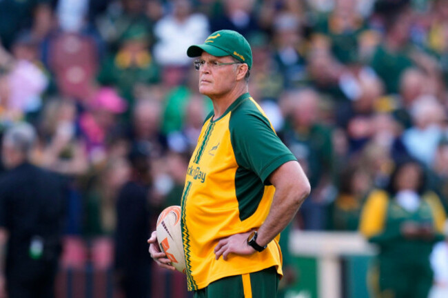 south-africas-head-coach-rassie-erasmus-watches-on-as-players-warm-up-for-a-test-rugby-match-between-south-africa-and-new-zealand-in-johannesburg-south-africa-saturday-aug-22-2026-ap-phototh