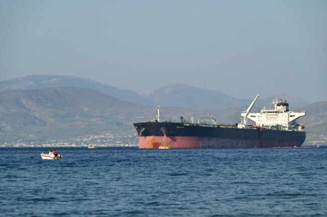 dynacom-tanker-unloads-middle-eastern-crude-at-agioi-theodoroi-terminal-near-corinth-the-crude-oil-tanker-giannis-following-its-departure-from-the-united-arab-emirates-bunkering-hub-of-fujairah-unlo