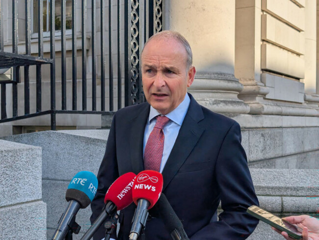 taoiseach-micheal-martin-speaking-to-reporters-before-a-cabinet-meeting-who-said-procurement-of-offshore-counter-drone-technology-is-being-pursued-after-a-large-drone-was-reported-off-irelands-ea