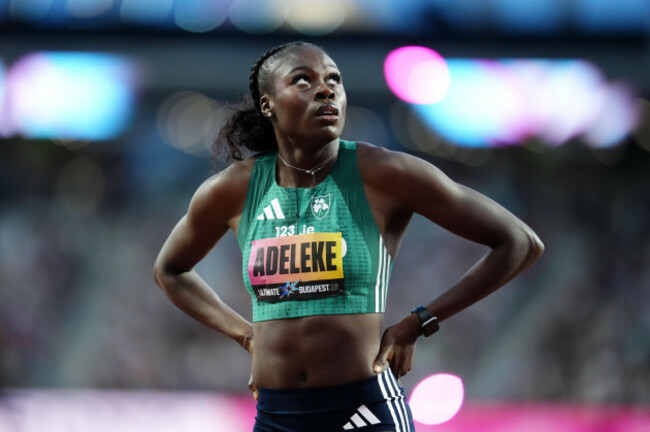 rhasidat-adeleke-of-ireland-after-finishing-fifth-in-the-womens-200m-semi-final-on-day-three-of-the-world-athletics-ultimate-championship-in-budapest-hungary-picture-date-sunday-september-13-2026