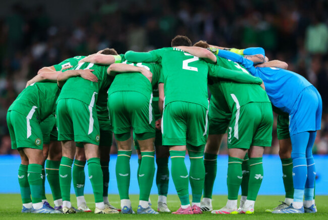 a-view-of-the-irish-team-huddle-ahead-of-the-match
