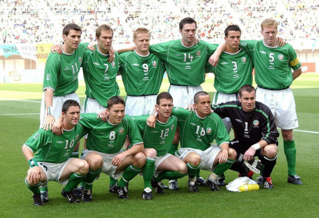 republic-of-ireland-starting-line-up-before-the-start-of-the-first-round-group-e-game-of-the-world-cup-against-cameroon-at-big-swan-stadium-niigata-republic-of-ireland-drew-1-1-with-cameroon