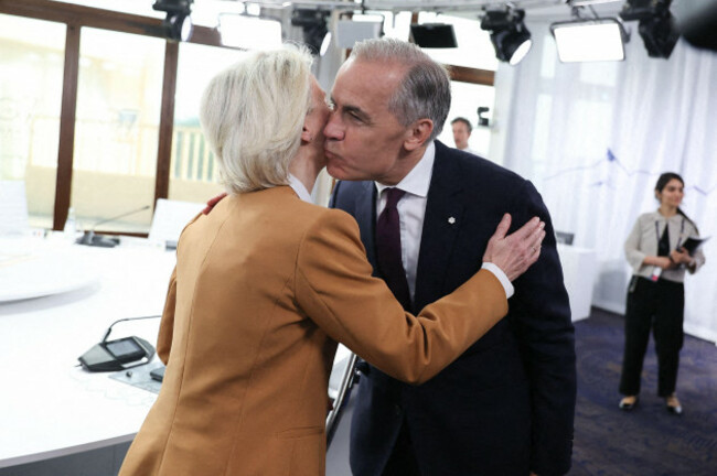 evian-france-16th-june-2026-ursula-von-der-leyen-president-of-the-european-commission-and-mark-carney-prime-minister-of-canada-meet-with-the-president-of-ukraine-during-the-g7-summit-in-evian