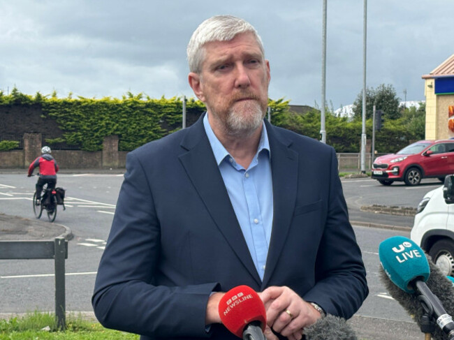 sinn-fein-mla-john-odowd-speaks-to-media-off-the-garvaghy-road-in-portadown-shortly-after-an-announcement-by-the-orange-order-that-they-are-applying-to-stage-a-return-parade-along-the-road-if-approv