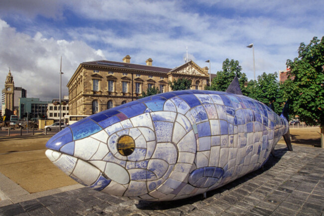ceramic-mosaic-sculpture-of-a-fish-placed-near-the-river-lagan-in-belfast-northern-ireland