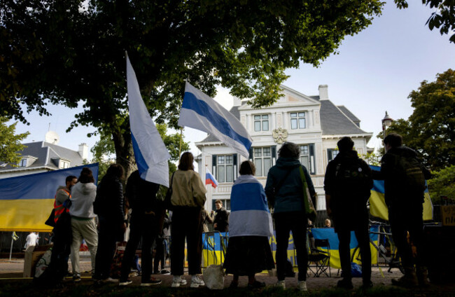 the-hague-protest-outside-the-russian-embassy-where-russians-living-in-the-netherlands-could-vote-in-the-parliamentary-elections-in-russia-the-demonstrators-want-more-support-for-ukraine-and-defen