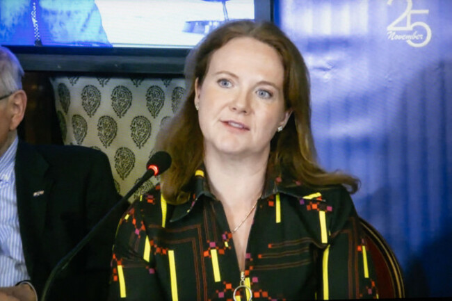 senator-catherine-noone-former-deputy-leader-of-the-irish-senate-speaks-on-the-international-day-for-the-elimination-of-violence-against-women-drawing-parallels-between-irelands-history-of-religio