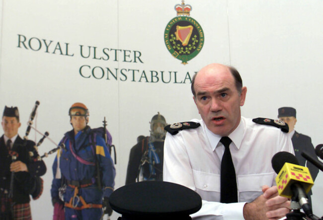 chief-constable-of-the-royal-ulster-constabulary-sir-ronnie-flanagan-at-the-launch-of-the-ruc-annual-report-at-the-police-training-college-at-garnerville-in-belfast-flanagan-stressed-the-need-for-cal