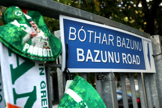 a-view-of-a-sign-reading-bazunu-road-ahead-of-the-game