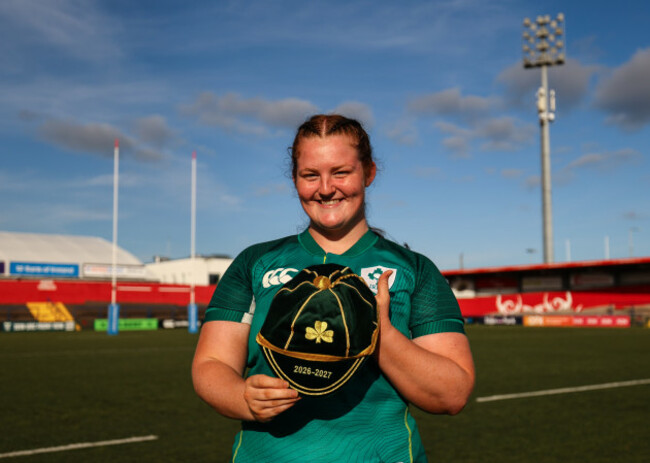 sophie-barrett-with-her-first-cap-after-making-her-debut