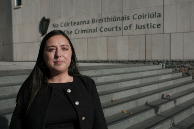 holly-laher-from-ferry-solicitors-joins-criminal-defence-solicitors-staging-a-protest-over-legal-aid-reforms-on-the-first-day-of-the-new-legal-term-outside-central-criminal-court-in-dublin-picture-da