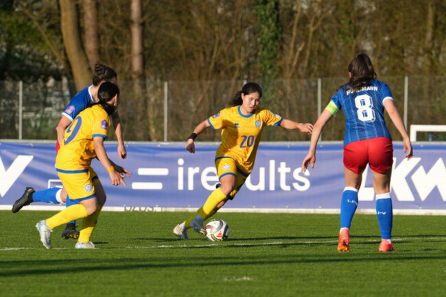 amina-bibossynova-20-kaz-bibigul-nurusheva-9-kaz-and-sophia-hurlimann-8-lie-uefa-womens-nations-league-football-match-between-liechtenstein-and-kazakhstan-at-sportpark-eschen-mauren-in-eschen
