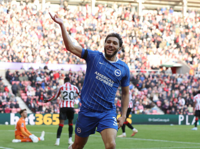 sunderland-england-10th-october-2026-jaouen-hadjam-of-brighton-and-hove-albion-celebrates-scoring-during-the-sunderland-vs-brighton-and-hove-albion-premier-league-match-at-the-stadium-of-light-su