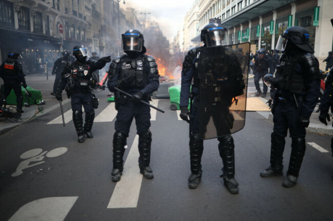 protesters-erect-barricades-while-the-french-republican-security-corps-crs-compagnies-republicaines-de-securite-and-brav-m-troops-respond-during-clashes-prior-to-the-start-of-a-demonstration-prote