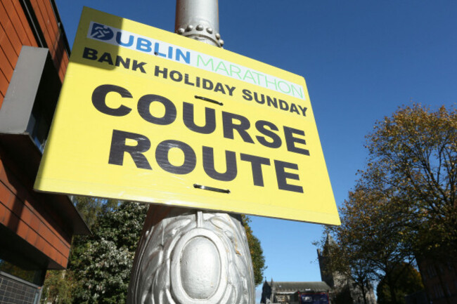 dublin-ireland-24th-october-2025-a-yellow-dublin-marathon-course-route-seen-on-a-street-lamp-pole-in-the-liberties-in-dublin-city-depicting-street-life-in-the-irish-capital