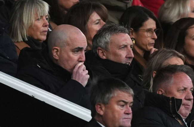manchester-united-chief-executive-officer-omar-berrada-left-and-director-of-football-jason-wilcox-in-the-stands-during-the-premier-league-match-at-old-trafford-manchester-picture-date-sunday-octo