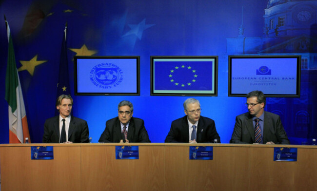 from-left-david-hawley-international-monetary-fund-ajai-chopra-international-monetary-fund-istvan-szekely-eu-commission-and-klaus-masuch-european-central-bank-speak-to-the-media-at-irish-governme