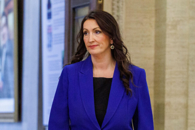 deputy-first-minister-emma-little-pengelly-walks-through-the-great-hall-at-parliament-buildings-stormont-after-a-plenary-sitting-of-the-northern-ireland-assembly-following-a-day-long-stand-off-over