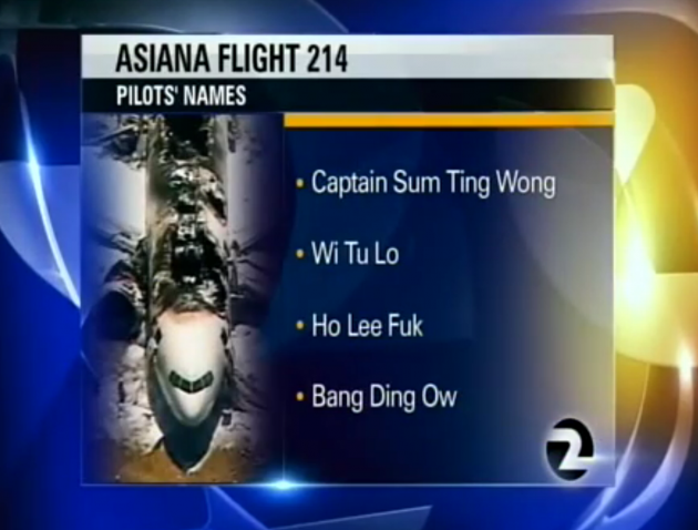 Us Tv Station Caught Out By Racist Joke About Plane Crash Pilots Names